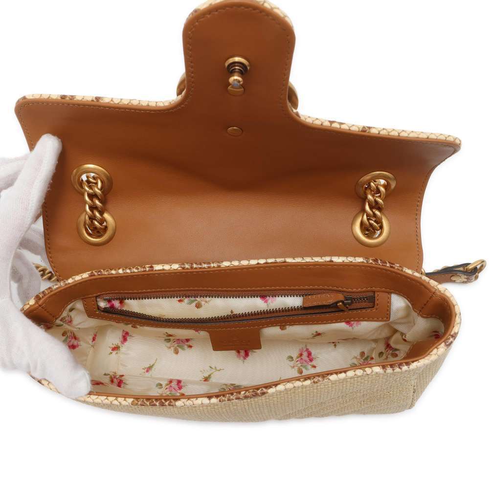 Gucci Gg Marmont Raffia Python Leather Chain Shou… - image 6